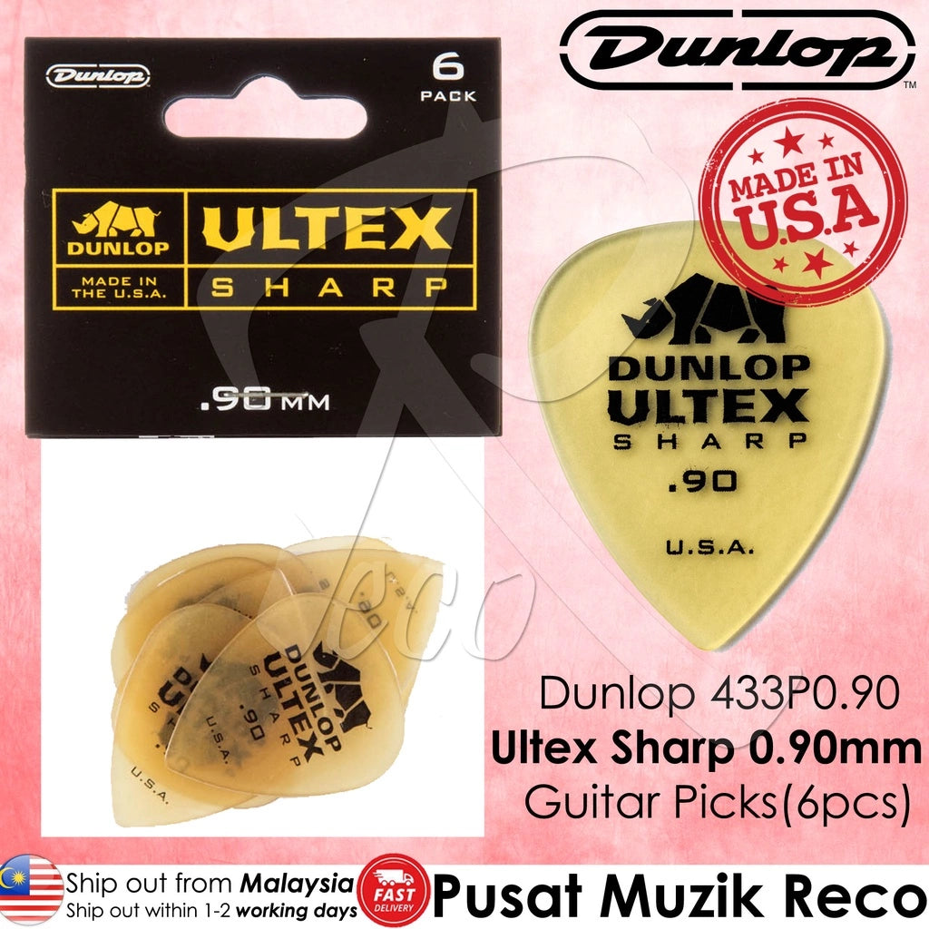 Jim Dunlop 433P.90 Ultex Sharp Guitar Picks 0.90MM (6 PCS / PACK ) - Reco Music Malaysia