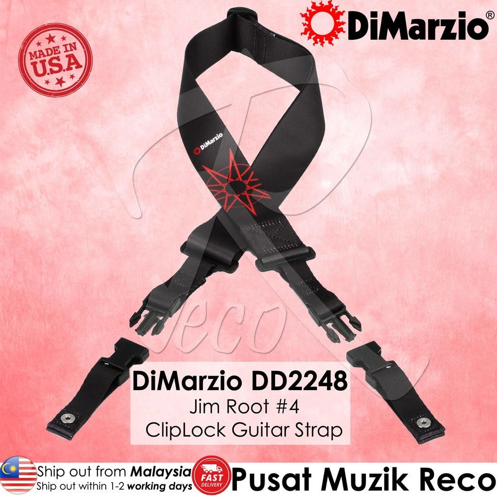 DiMarzio DD2248 Jim Root #4 ClipLock Quick Release Guitar Strap, Black - Reco Music Malaysia