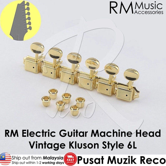 RM GF0965 GD-L6 Gold Vintage Kluson Style Electric Guitar Machine Head Tuner SET 6L - Reco Music Malaysia