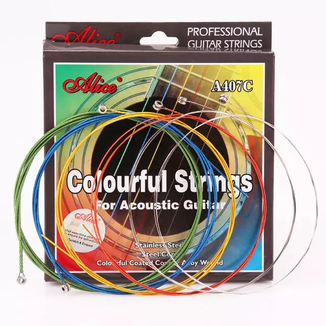 Alice A407C Colorful Steel Acoustic Guitar String Set - Reco Music Malaysia