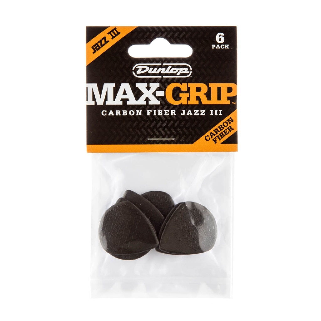 Jim Dunlop 471P3C Carbon Fiber Max Grip Jazz III 1.38mm Guitar Picks Player Pack - Reco Music Malaysia