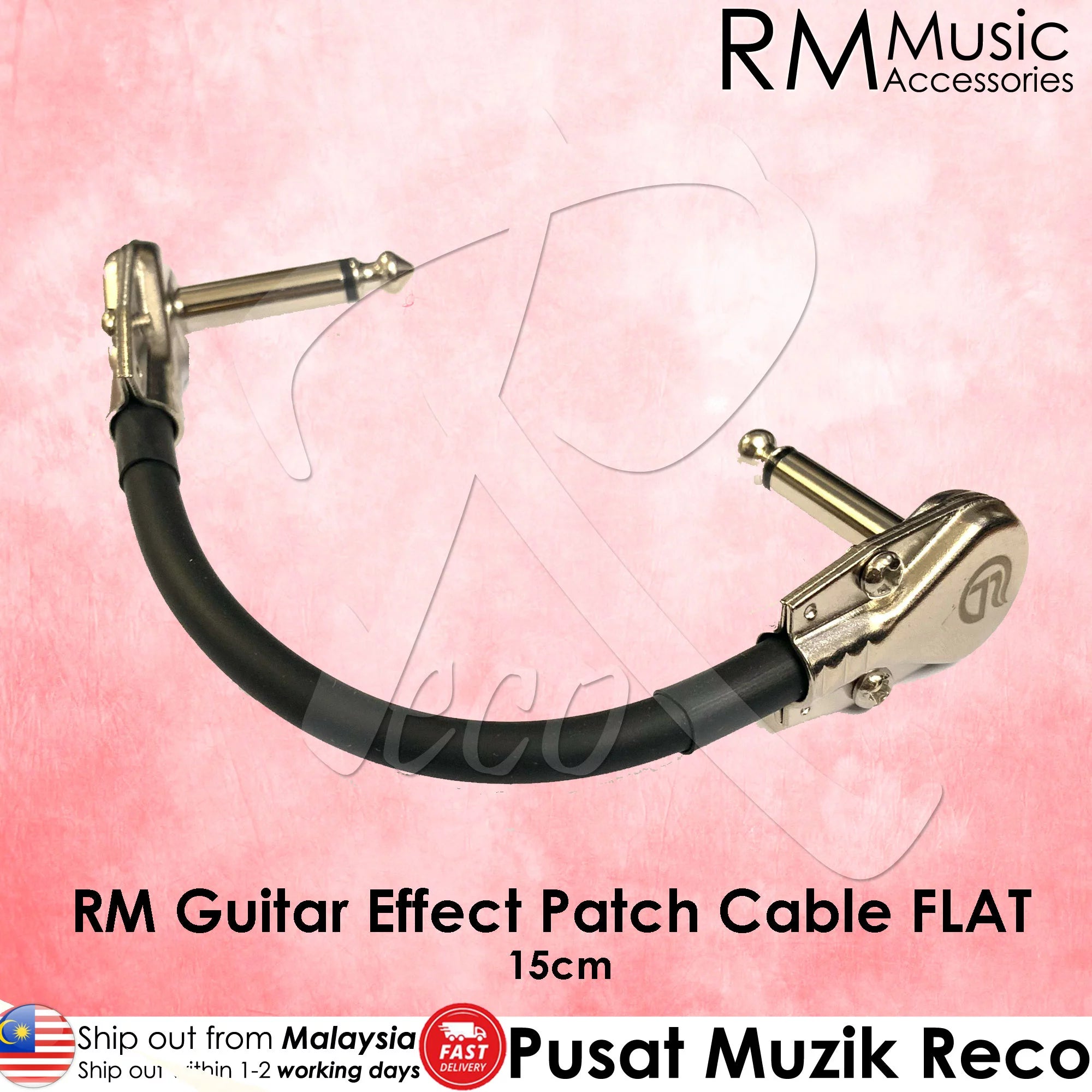 RM Guitar Effect Patch Cable FLAT / PANCAKE Head - 15cm - Reco Music Malaysia