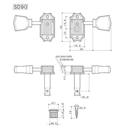 Gotoh SD90N/SL 3+3 Electric Guitar Machine Head Tuners - Reco Music Malaysia