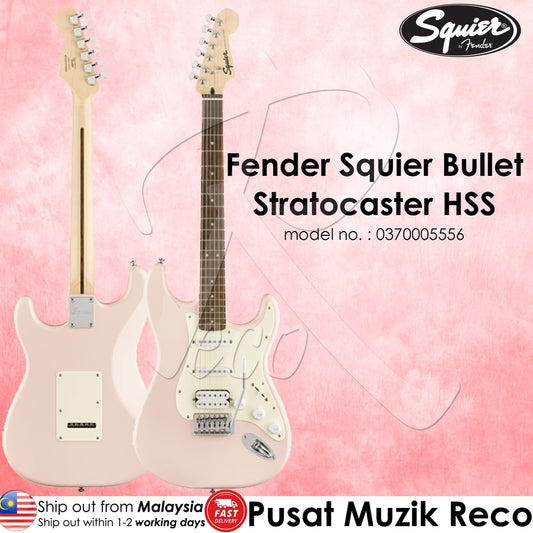 Fender Squier 0370005556 Shell Pink Bullet Stratocaster HSS Electric Guitar With Tremolo - Reco Music Malaysia