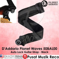 D'Addario Planet Waves 50BAL00 Auto Lock Nylon Woven Guitar/Bass Strap Black