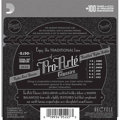 D'Addario EJ30 Pro-Arté Rectified Trebles Nylon Classical Guitar Strings | Reco Music Malaysia