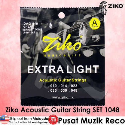 Ziko DAG-010 Acoustic Guitar String 1048 Extra Light - Reco Music Malaysia