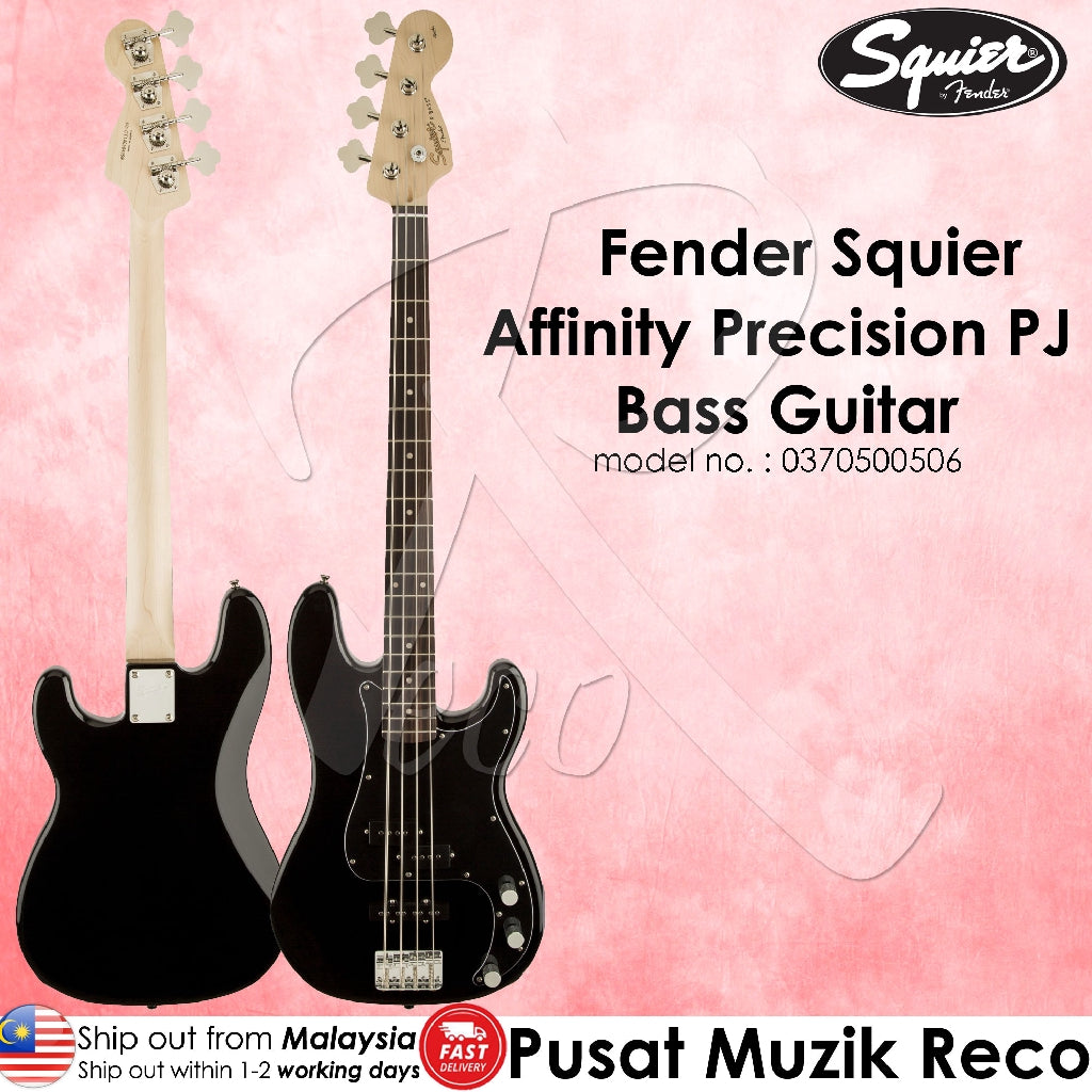 Fender Squier 0370500506 Affinity Precision PJ Bass Guitar Laurel FB Black | Reco Music Malaysia