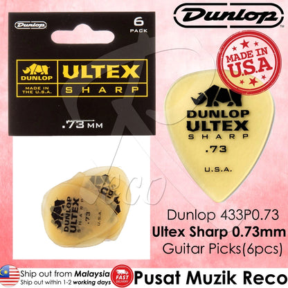 Jim Dunlop 433P.73 Ultex Sharp Guitar Picks 0.73MM (6 PCS / PACK ) - Reco Music Malaysia