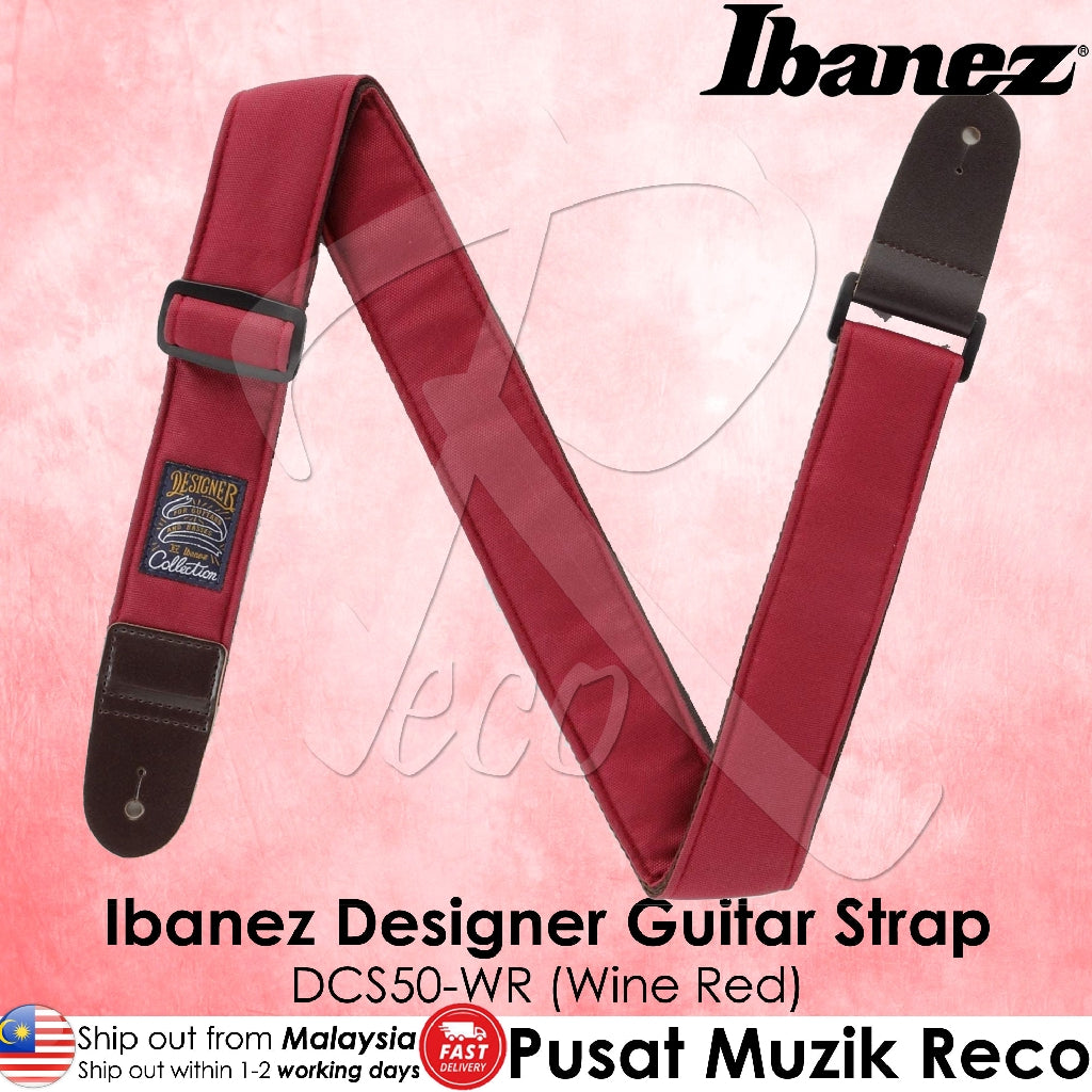 Ibanez DCS50-WR Wine Red Designer Collection Guitar Strap - Reco Music Malaysia