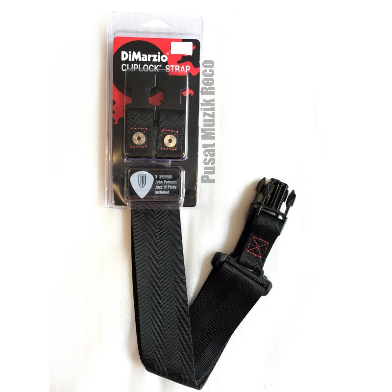 DiMarzio DD2200JPBKRD John Petrucci 2 Inch Nylon ClipLock Quick Release Guitar Strap - Red | Reco Music Malaysia