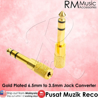 RM RJBB Gold Plated 6.5mm to 3.5mm Audio Jack Converter - Reco Music Malaysia