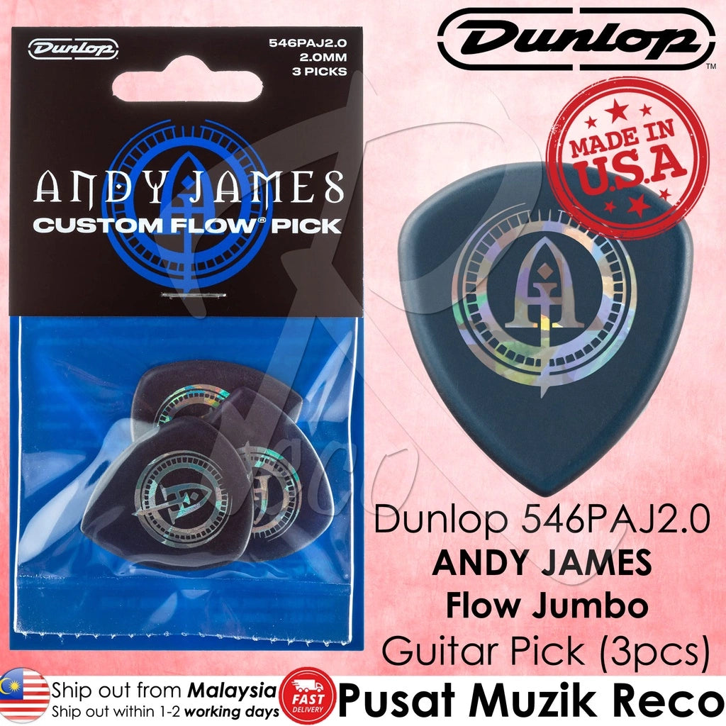 Jim Dunlop 546PAJ2.0 Andy James Flow Jumbo 2.0mm Signature Guitar Picks - Reco Music Malaysia