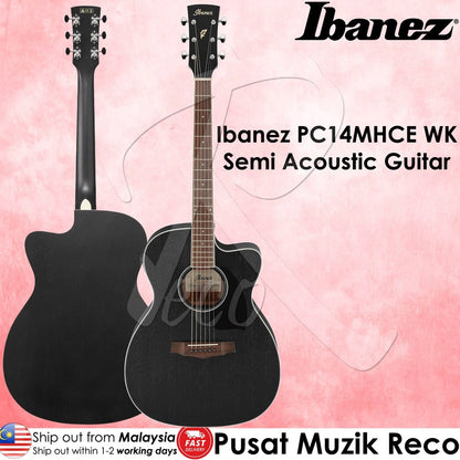 Ibanez PC14MHCE WK Weathered Black Open Pore Slim Body Acoustic-Electric Guitar - Reco Music Malaysia