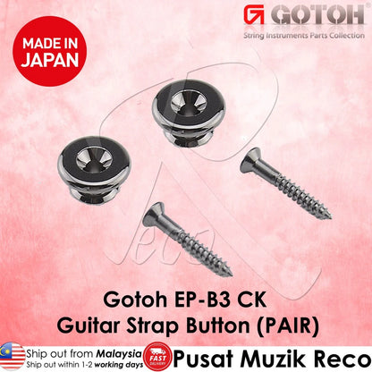 Gotoh EP-B3 CK Large / Oversized Guitar Strap Buttons Pin Set of 2 (Cosmo Black) - Reco Music Malaysia