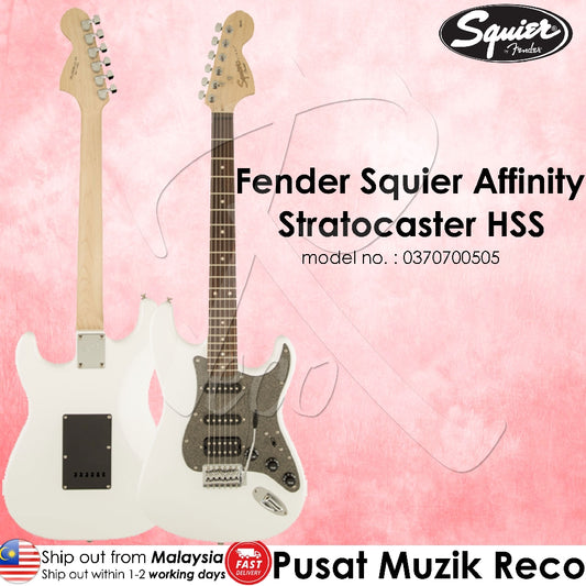 Fender Squier 0370700505 Affinity Stratocaster HSS Electric Guitar - Olympic White - Reco Music Malaysia