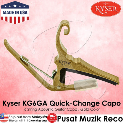 Kyser KG6GA Gold Quick Change Acoustic Guitar Capo - Reco Music Malaysia