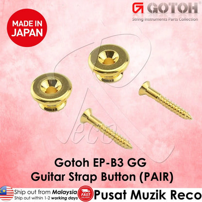 Gotoh EP-B3 GG Large / Oversized Guitar Strap Buttons Pin Set of 2 (Gold) - Reco Music Malaysia