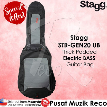 Stagg STB-GEN20 UB Thick Padded Electric BASS Guitar Bag Double Shoulder Strap - Reco Music Malaysia