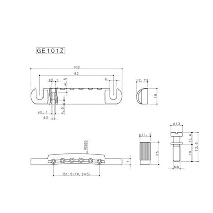 Gotoh GE101Z Nickel Electric Guitar Bridge Tail Piece - Reco Music Malaysia