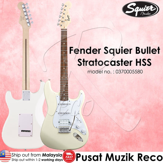 Fender Squier 0370005580 Bullet Stratocaster HSS Electric Guitar with Tremolo - Arctic White - Reco Music Malaysia