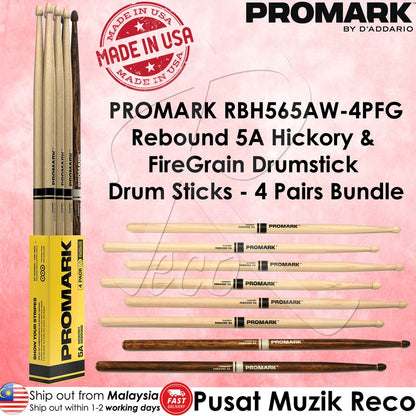 ProMark RBH565AW-4PFG Rebound 5A Hickory & FireGrain Drumstick - Reco Music Malaysia