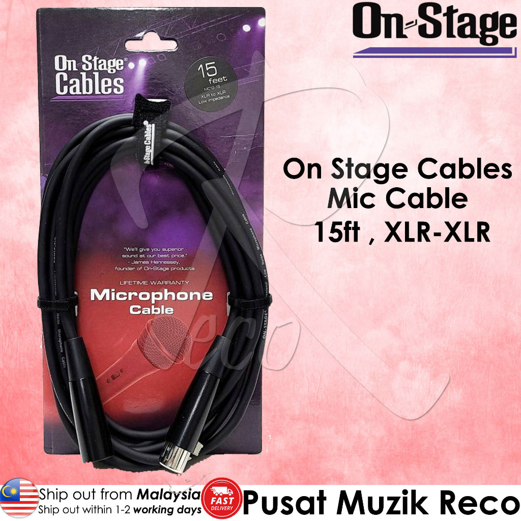 On Stage OSS MC12-15 Microphone Mic Cable 15ft XLR-XLR(OSS MC12-15) - Reco Music Malaysia