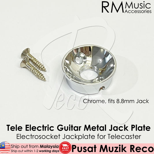 RM GF0182CR-8.8 Electric Guitar Telecaster Output Jack Metal Jack Plate, Chrome - Reco Music Malaysia