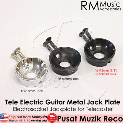 GF0182BK-8.8 Electric Guitar Telecaster Output Jack Metal Jack Plate, Black - Reco Music Malaysia