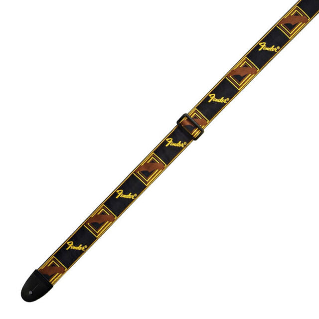 Fender®0990681000 2 Inch Monogrammed Guitar Straps - Black/Yellow/Brown - Reco Music Malaysia