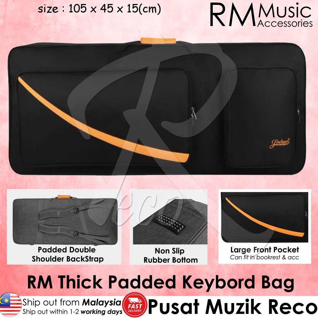 RM 61 Keys Thick Padded Keyboard Bag Double Shoulder Back Strap - Reco Music Malaysia