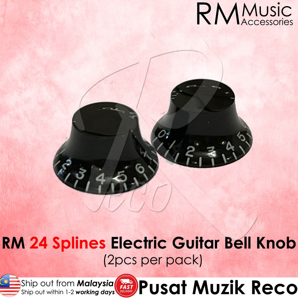 RM GF-0066BK24 24 Spline CTS LP Electric Guitar Bell Control Volume Tone Knobs, Black - Reco Music Malaysia