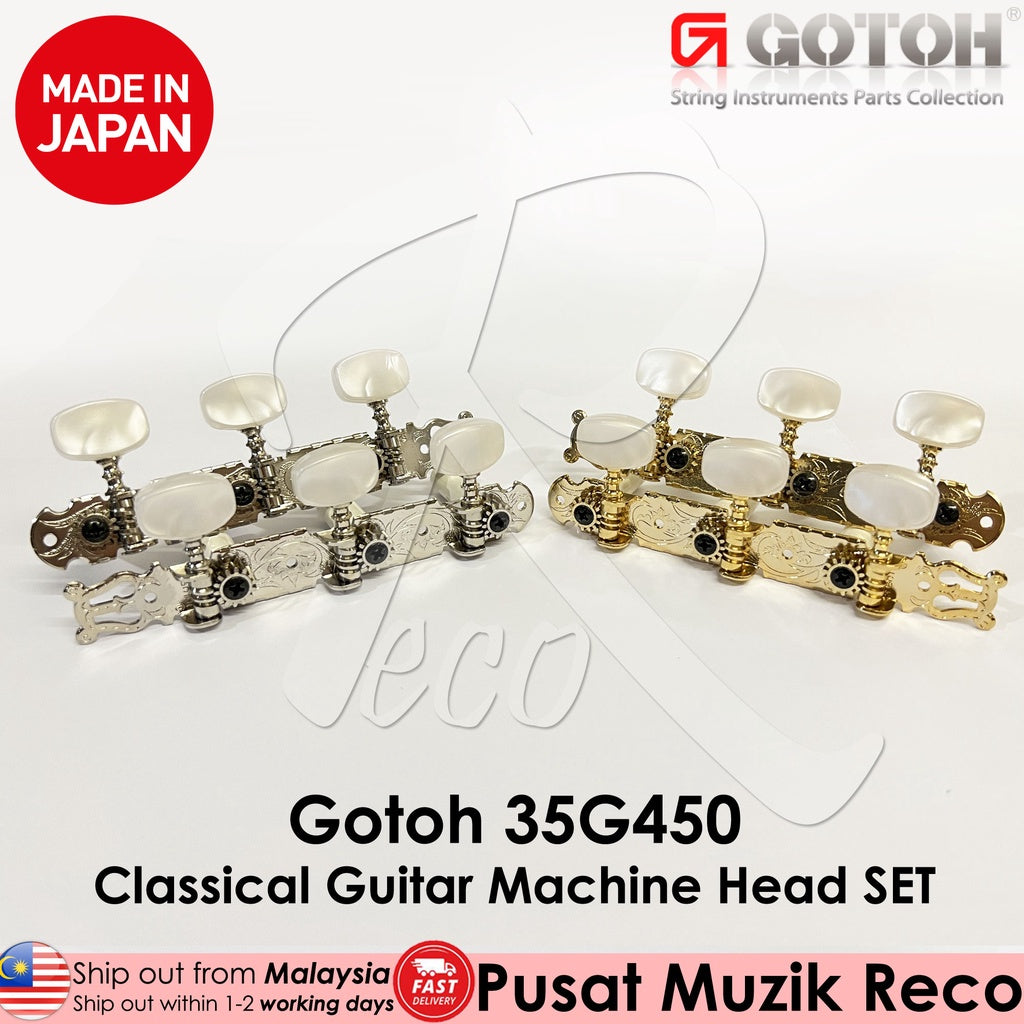 GOTOH 35G450NI Classical Guitar Tuner Machine Head, Nickel Finish - Reco Music Malaysia