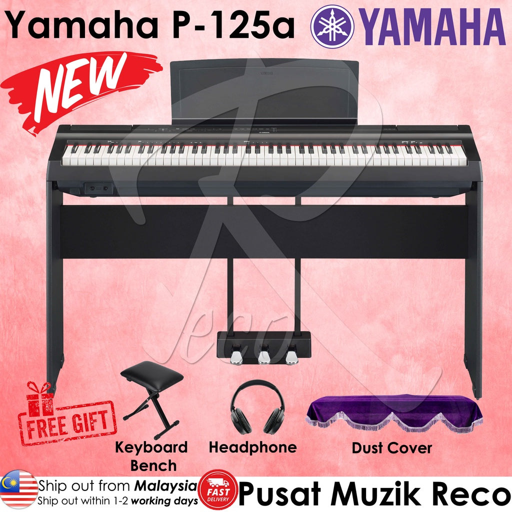 Yamaha P-125a B 88-Keys Weighted Action Digital Piano ( P125a / P 125a / P125 / P-125 ) - Reco Music Malaysia