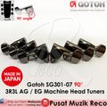 Gotoh SG301-07-CBK Acoustic Electric Guitar Machine Head SET L3+R3 COSMO BLACK, 90 Degree Angle Tuner - Reco Music Malaysia