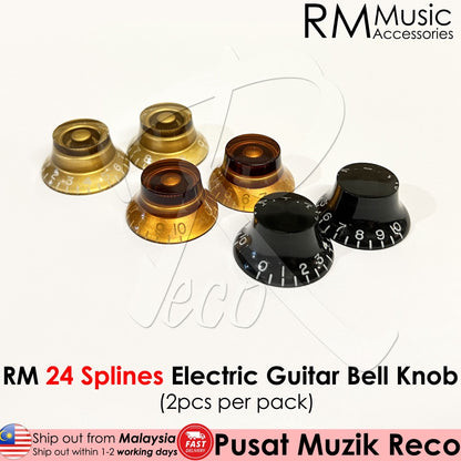 RM GF-0066GD24 24 Spline CTS LP Electric Guitar Bell Control Volume Tone Knobs, Gold - Reco Music Malaysia