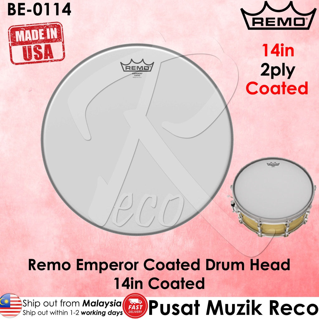 Remo BE-0114 Emperor Coated 14in COATED Tom Drum Head - Reco Music Malaysia