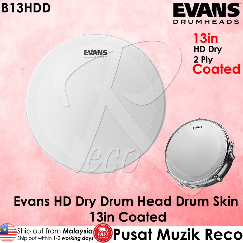 Evans B13HDD Genera HD Dry COATED 13" Snare Drumhead Tom Drum Head - Reco Music Malaysia