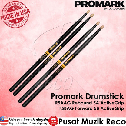 Promark R5AAG Rebound 5A ActiveGrip Acorn Wood Tip Drumstick - Reco Music Malaysia