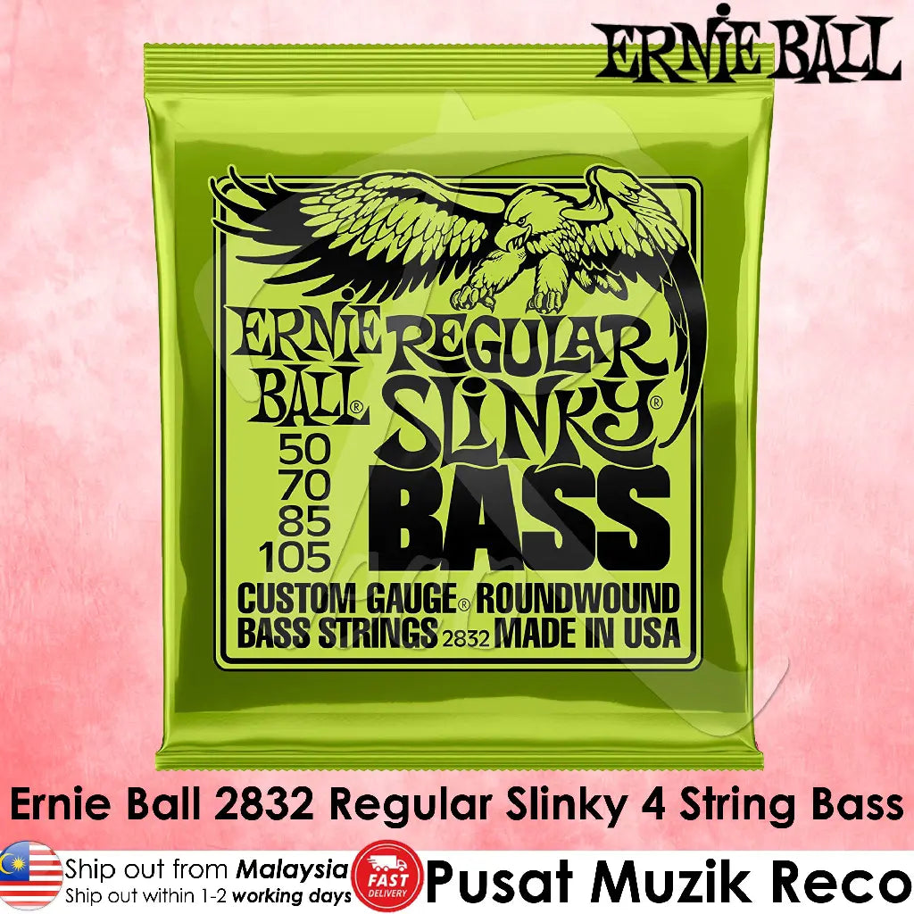 Ernie Ball 2832 Regular Slinky 4 String Nickel Wound Electric Bass Guitar String - Reco Music Malaysia