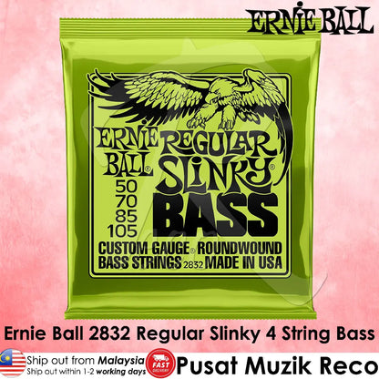 Ernie Ball 2832 Regular Slinky 4 String Nickel Wound Electric Bass Guitar String - Reco Music Malaysia