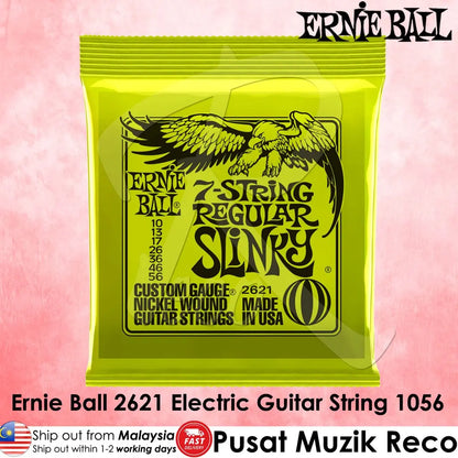 *Ernie Ball 2621 Regular Slinky 7-string Nickel Wound Electric Guitar String 1056 | Reco Music Malaysia