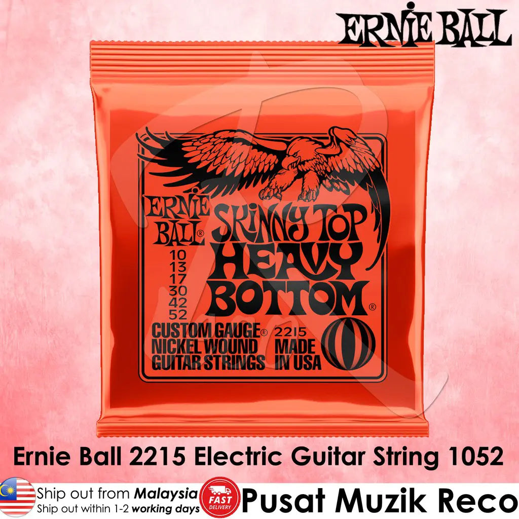 Ernie Ball 2215 Skinny Top Heavy Bottom Nickel Wound Electric Guitar String 1052 | Reco Music Malaysia