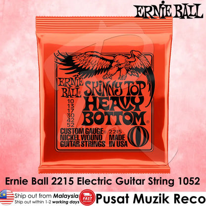 Ernie Ball 2215 Skinny Top Heavy Bottom Nickel Wound Electric Guitar String 1052 | Reco Music Malaysia